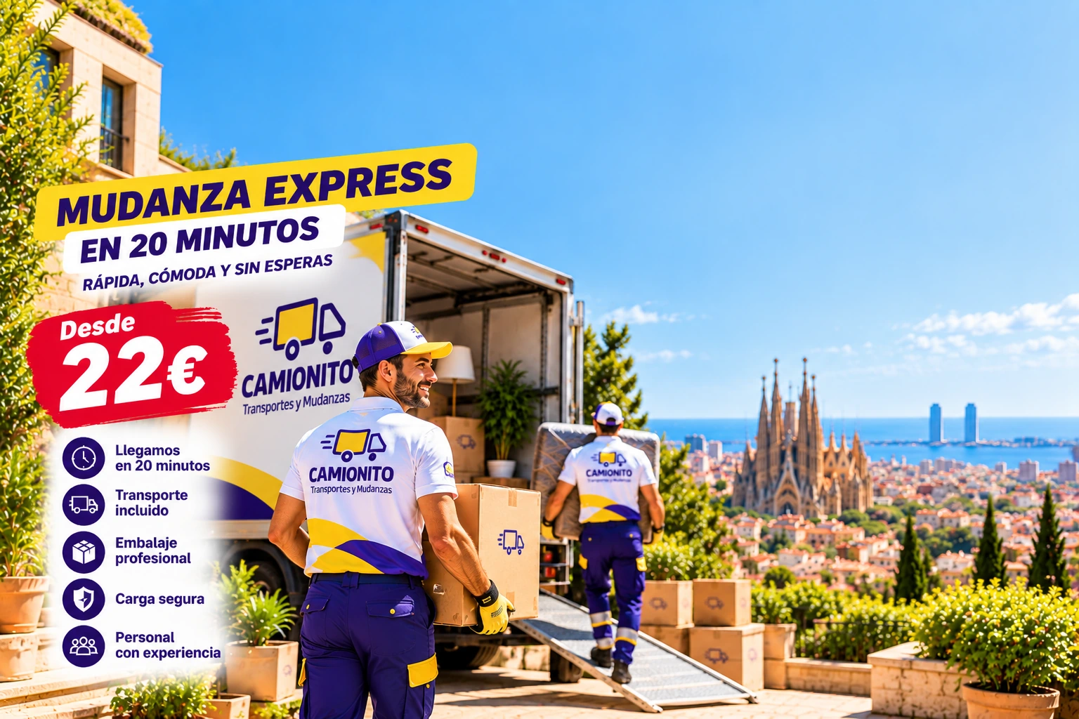 Mudanza express en 20 minutos — desde 22 €